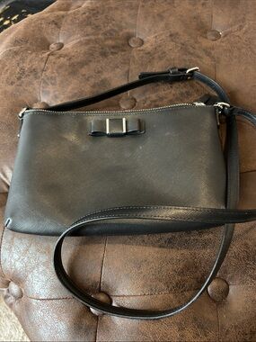 Coach Black Leather Crossbody Bag with Bow Accent